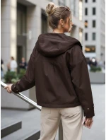 Dámska prechodná bunda s kapucňou a vreckami hnedá FashionStreet TY5637