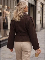 płaszcz damski z paskiem czekoladowy model 22404877 - FashionStreet płaszcz damski z paskiem czekoladowy model 22404877 - FashionStreet