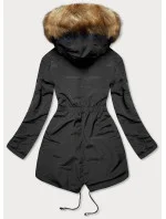 Čierno-karamelová obojstranná dámska zimná bunda (m-21508)