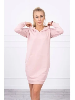 Šaty s kapucňou tmavo púdrovo ružové
