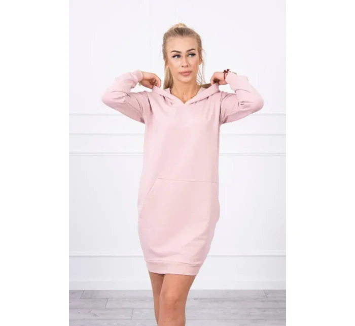 Šaty s kapucňou tmavo púdrovo ružové