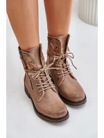 Botki Damskie Workery Ciemnobeżowe Perfecto