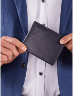 Tmavomodrá kožená peňaženka s prešívaním