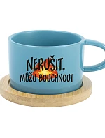 NERUŠIŤ, MOŽNO BUDEM BÚCHAŤ. – modrý hrnček Makronka 200 ml