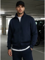 Pánska mikina na zips bez kapucne tmavomodrá BX4567