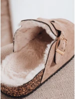 Dámské semišové zateplené žabky beige Dstreet model 21993416 - FashionStreet