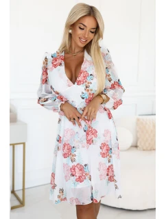 388-3 FRANCES šifónové obálkové šaty s dlhým rukávom - MALVES