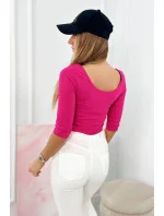 Halenka s kulatým výstřihem fuchsiová