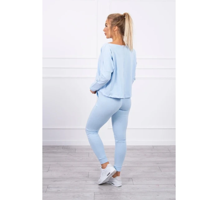 Súprava s oversize blúzkou modrej farby Súprava s oversize blúzkou modrej farby