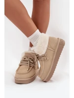 Śniegowce Damskie Z Naturalnego Zamszu D.Franklin DFSH375006 Jasnobeżowe