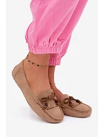Dámske ploché mokasíny s umelým semišom a strapcami Dark Beige Bluebell