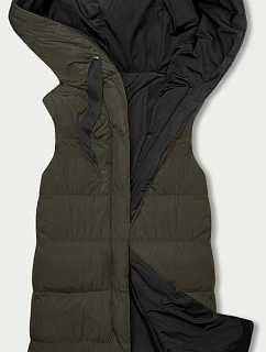 Obojstranná khaki mikina bez rukávov oversize - čierna (V724)