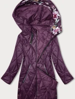Dámska bunda s ozdobnou kapucňou vo fialovej farbe (B8227-71)