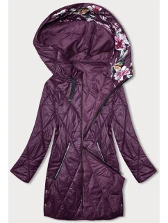 Fialová dámska bunda s ozdobnou kapucňou (B8227-71)