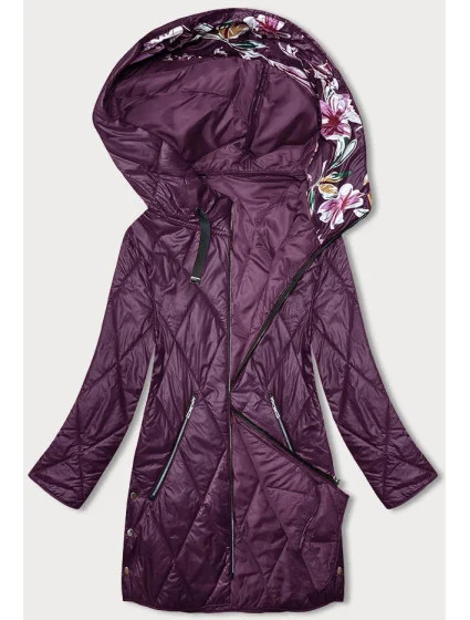 Fialová dámska bunda s ozdobnou kapucňou (B8227-71)