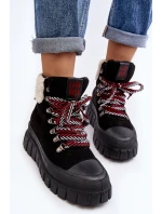 Ocieplane Botki Trapery Na Grubej Podeszwie Czarne Ralotta