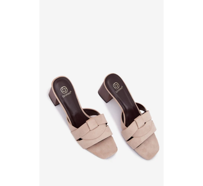 Dámské lodičky na podpatku s pásky Eko semiš Béžové Corivelle Dámské lodičky na podpatku s pásky Eko semiš Béžové Corivelle