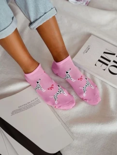 Dámske členkové ponožky s dalmatínom - ružové