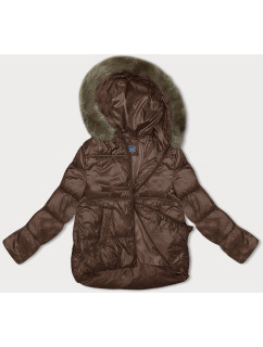 Hnedá dámska zimná bunda s kapucňou (B8205-14)