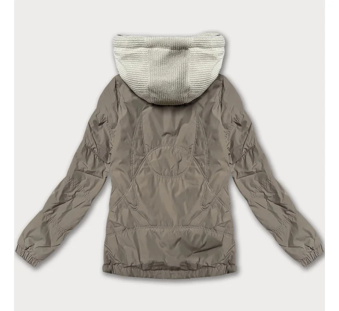 Dámska bunda s ozdobnou kapucňou Miss TiTi tmavo béžová (3295)