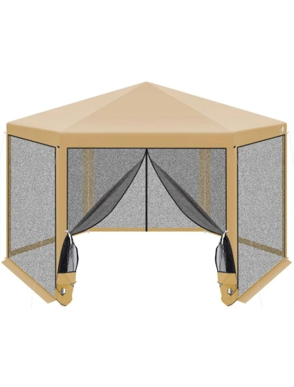 Záhradný pavilón 2x2x2x2,5M s moskytiérou béžovej farby