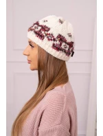 Dámska čiapka Otylia K387 ecru+bordeaux Dámska čiapka Otylia K387 ecru+bordeaux