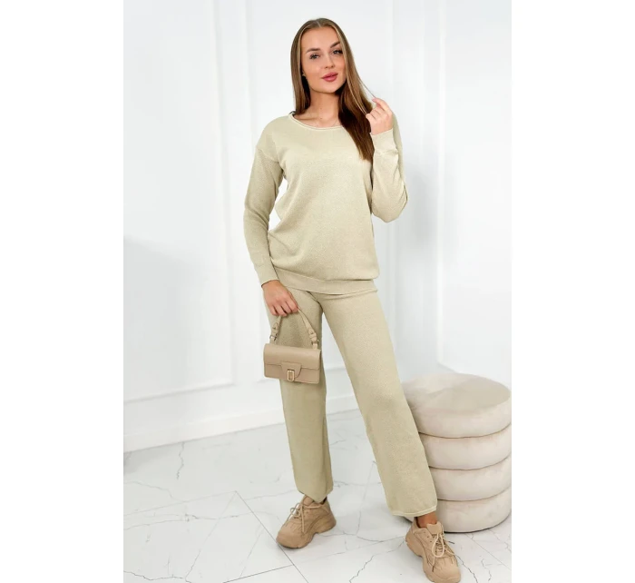 Svetr set mikina + kalhoty tmavě béžová