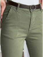Dámské kalhoty slim fit s páskem khaki Dstreet model 21986249 - FashionStreet