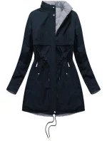 Tmavomodro-šedá obojstranná dámska zimná bunda s kapucňou (w214big) Tmavomodro-šedá obojstranná dámska zimná bunda s kapucňou (w214big)