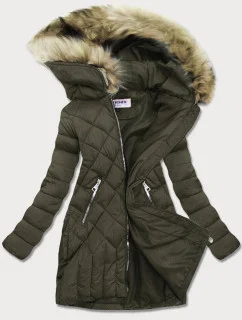 Dámska zimná prešívaná bunda v khaki farbe (lf808)
