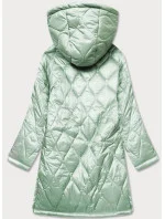 Dámska nadrozmerná prešívaná bunda s kapucňou v mätovej farbe (ag5-010)