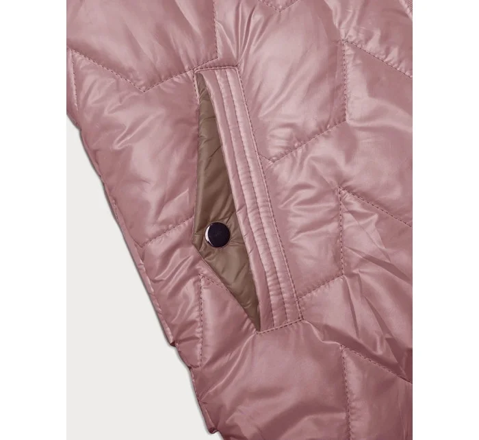 Tenká dámská vesta ve špinavě růžové barvě se zlatým zipem model 19732123 - S'WEST