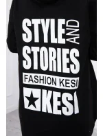 Zateplená mikina s dlouhými zády a kapucí černá