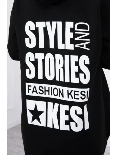 Zateplená mikina s dlouhými zády a kapucí černá