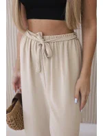 Kalhoty s širokým pasem beżowy Kalhoty s širokým pasem beżowy