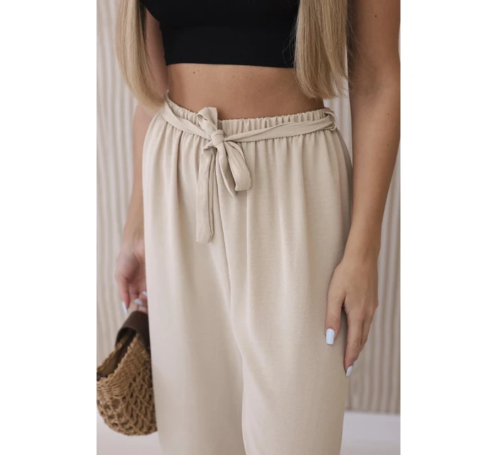 Kalhoty s širokým pasem beżowy Kalhoty s širokým pasem beżowy