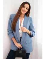 Elegantná bunda s klopami denimová modrá