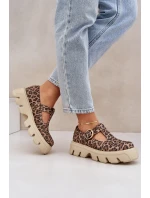 Zamszowe Półbuty Z Klamrą W Panterkę Zazoo 20183 Brązowe