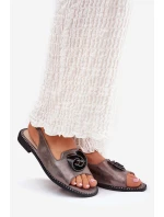 Lesklé Dámské Sandály S Ozdobou model 21691560 Šedé - S.Barski