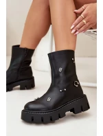 Ocieplane Botki Damskie Na Zamek Z Ozdobami Czarne Thavira Ocieplane Botki Damskie Na Zamek Z Ozdobami Czarne Thavira