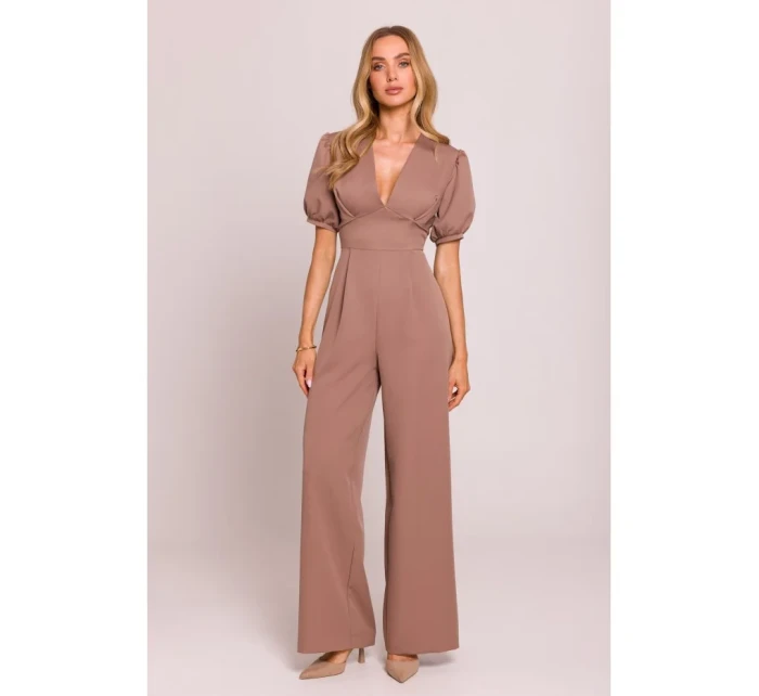 model 20970758 Kombinéza s puff rukávy mocca - Moe model 20970758 Kombinéza s puff rukávy mocca - Moe