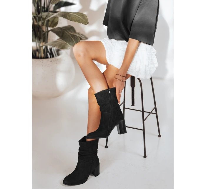 Dámské semišové kozačky na podpatku černé Dstreet model 21993905 - FashionStreet