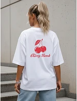 Tshirt damski oversize z nadrukiem Cherry biały model 22261604 - FashionStreet