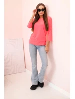 Dámska blúzka s lodičkovým výstrihom ružová neónová
