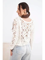 Dámský letní krajkový svetr s knoflíky a dlouhým rukávem černý Dámský letní krajkový svetr s knoflíky a dlouhým rukávem černý