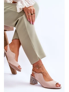 Damskie Zamszowe Sandały Na Słupku Maciejka 05870-04 Beżowe