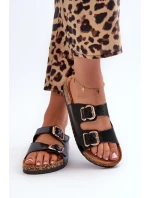 Klapki Damskie Z Klamrami Czarne Fronila Klapki Damskie Z Klamrami Czarne Fronila