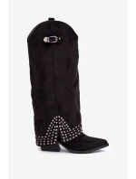Kozačky S Svrškem Na Podpatku Černé model 21681450 - Boto