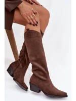 Dámské Kovábojky Na Podpatku Z Eko Semiše Hnědé Esmira Dámské Kovábojky Na Podpatku Z Eko Semiše Hnědé Esmira