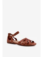 Dámské sandály Plochá s řemínky Eko kůže Camel Lagos